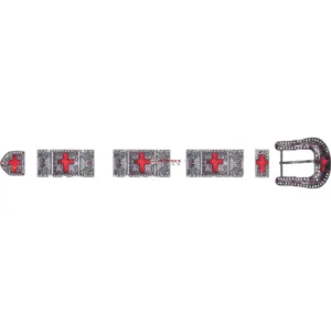 Los Altos Buckle Set Silver Bracket Set With Cross Stones