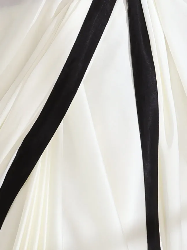 Magnolia Cream Satin Saree with Black Posh Border & Blouse Fabric