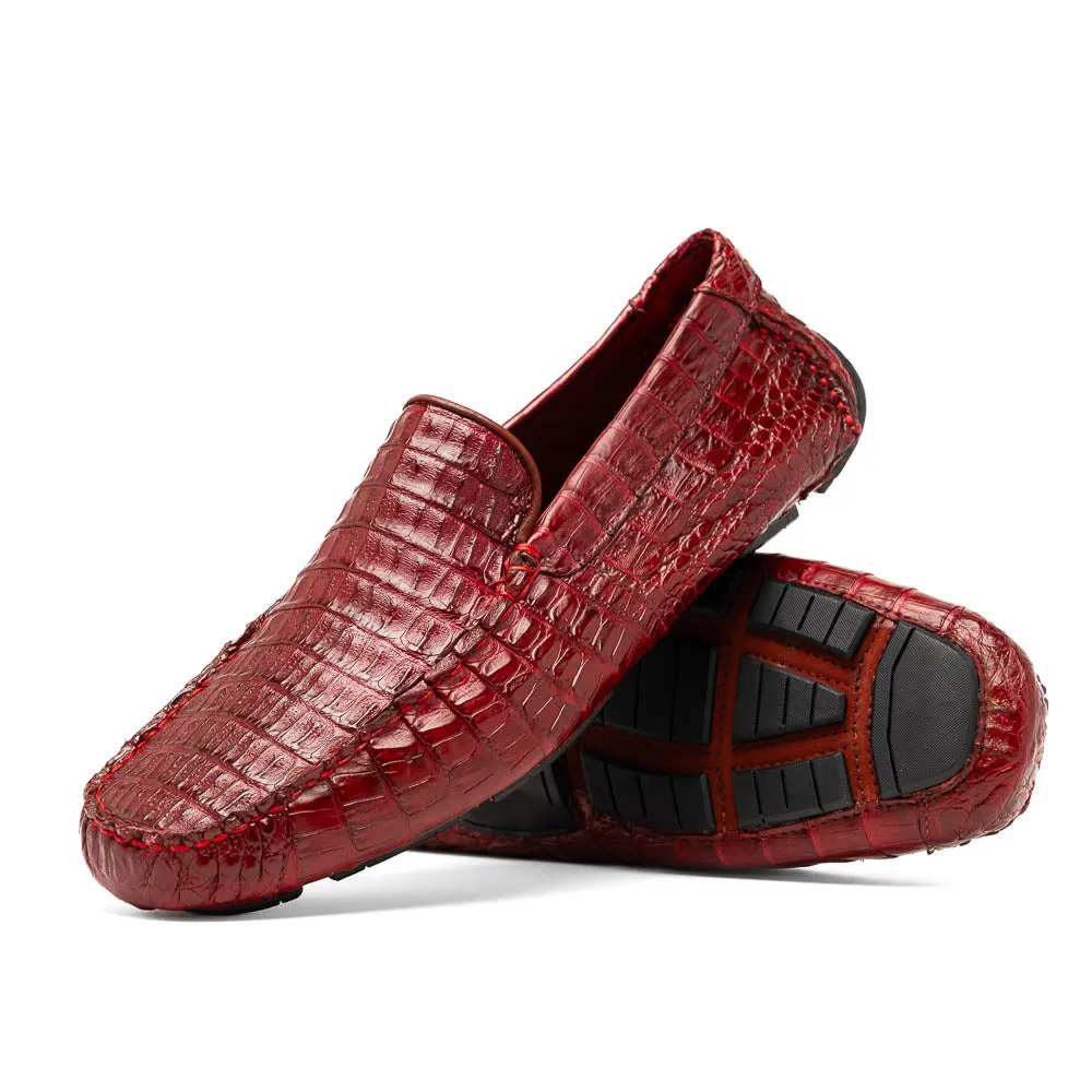 Marco Di Milano Remo Wine Caiman Crocodile Driving Shoes