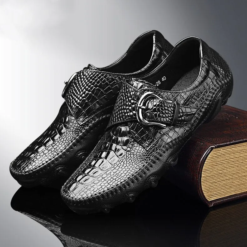 Men Crocodile Buckle Sneakers Soft