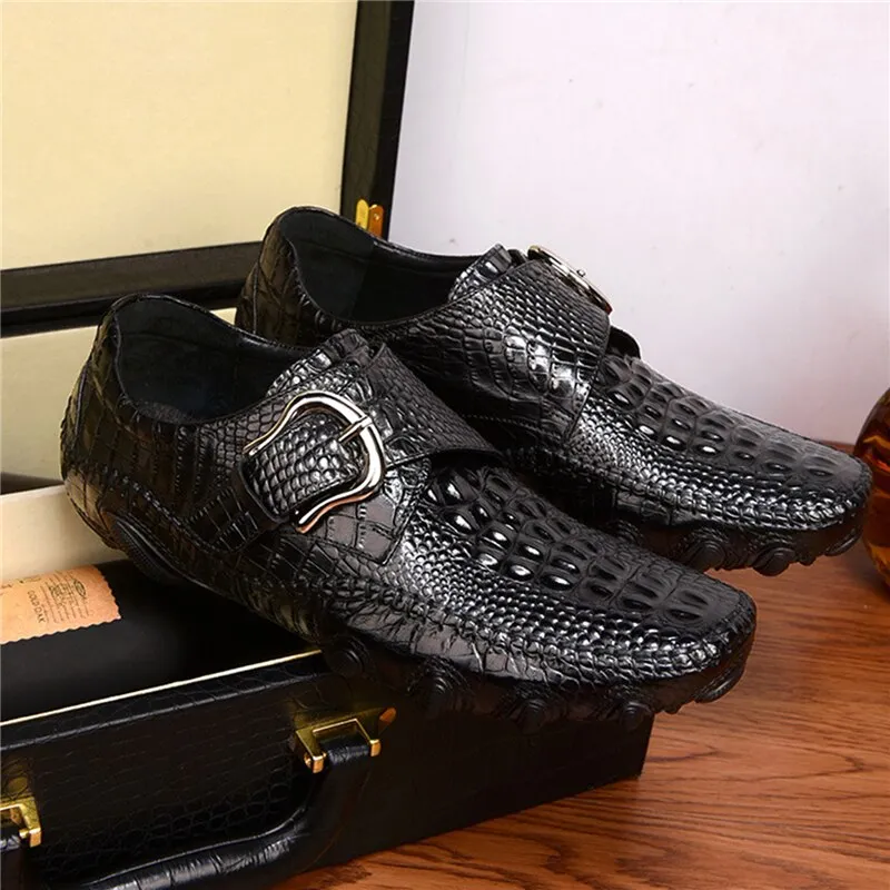 Men Crocodile Buckle Sneakers Soft