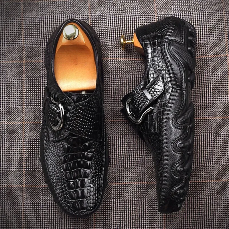 Men Crocodile Buckle Sneakers Soft