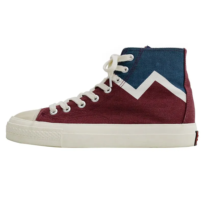 Men Mixed Color Splice Canvas Shoes  Lace Up High Top Flat