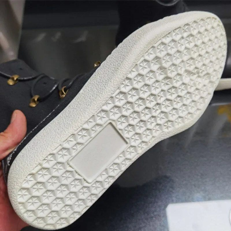 Mens Lace Up Canvas Shoes Thick Platform Casual Sneakers