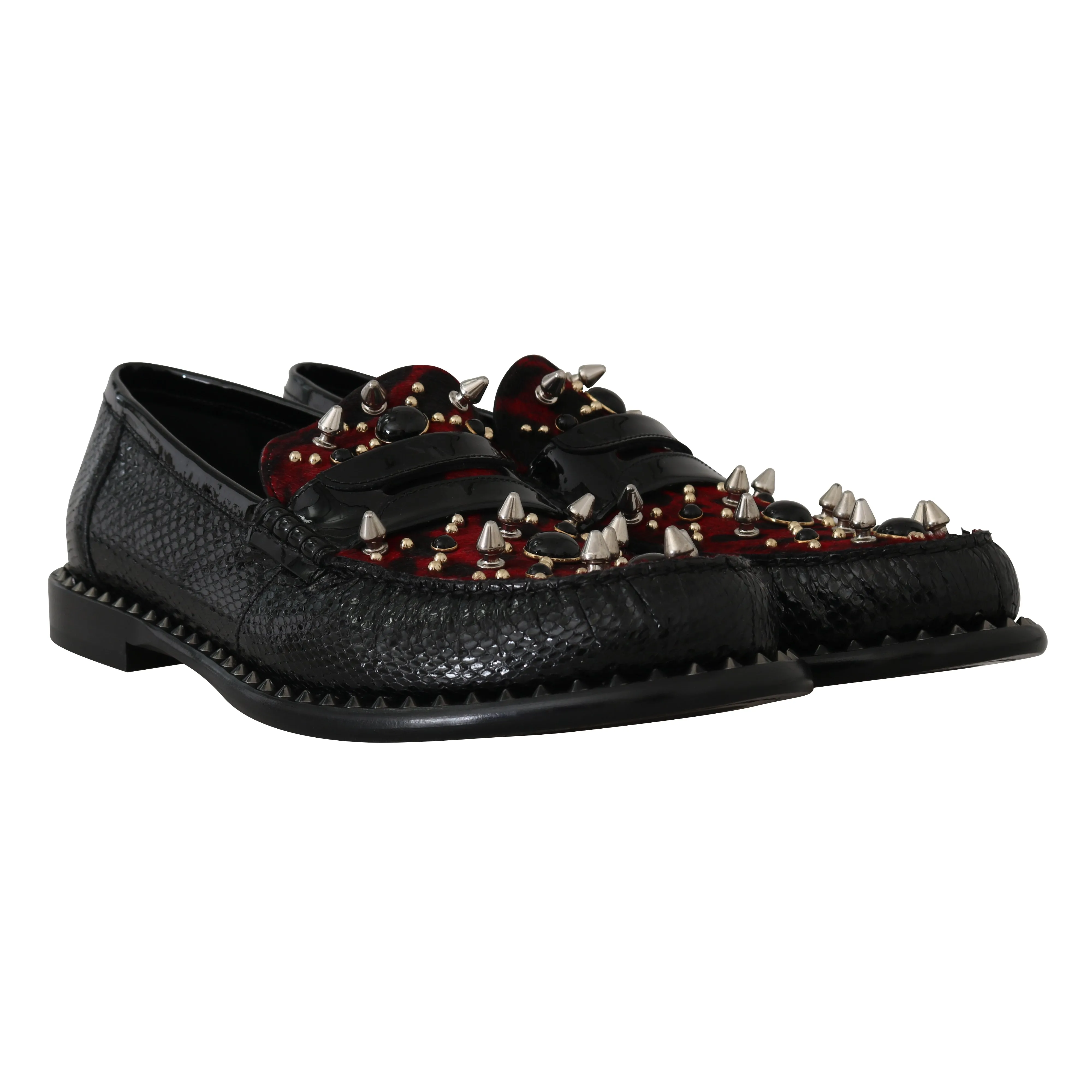 Moccasins Black Snakeskin Loafers