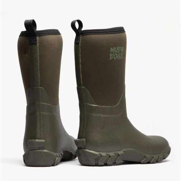 Mud Dogs RUTLAND MID Unisex Neoprene Wellington Boots Olive