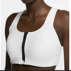 Nike Athletic Training Sports Bra White Black Swoosh Logo Cut Out Size XS New