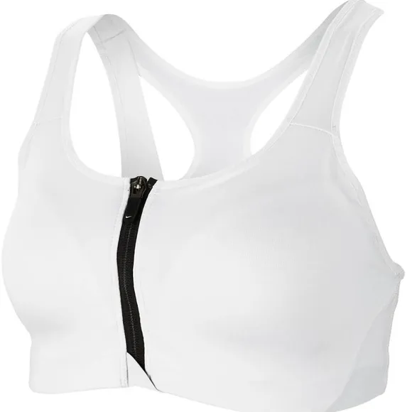 Nike Athletic Training Sports Bra White Black Swoosh Logo Cut Out Size XS New
