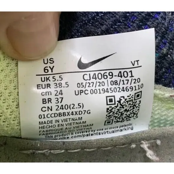 Nike Girls Air Vapormax 2020 FK Sneaker Athletic Navy Knit Lace Up Sports 6