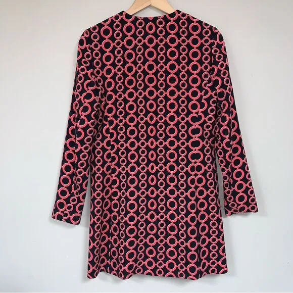 NINE WEST Jacket Women’s 2 Trench Black Orange Geometric Chain Button Front