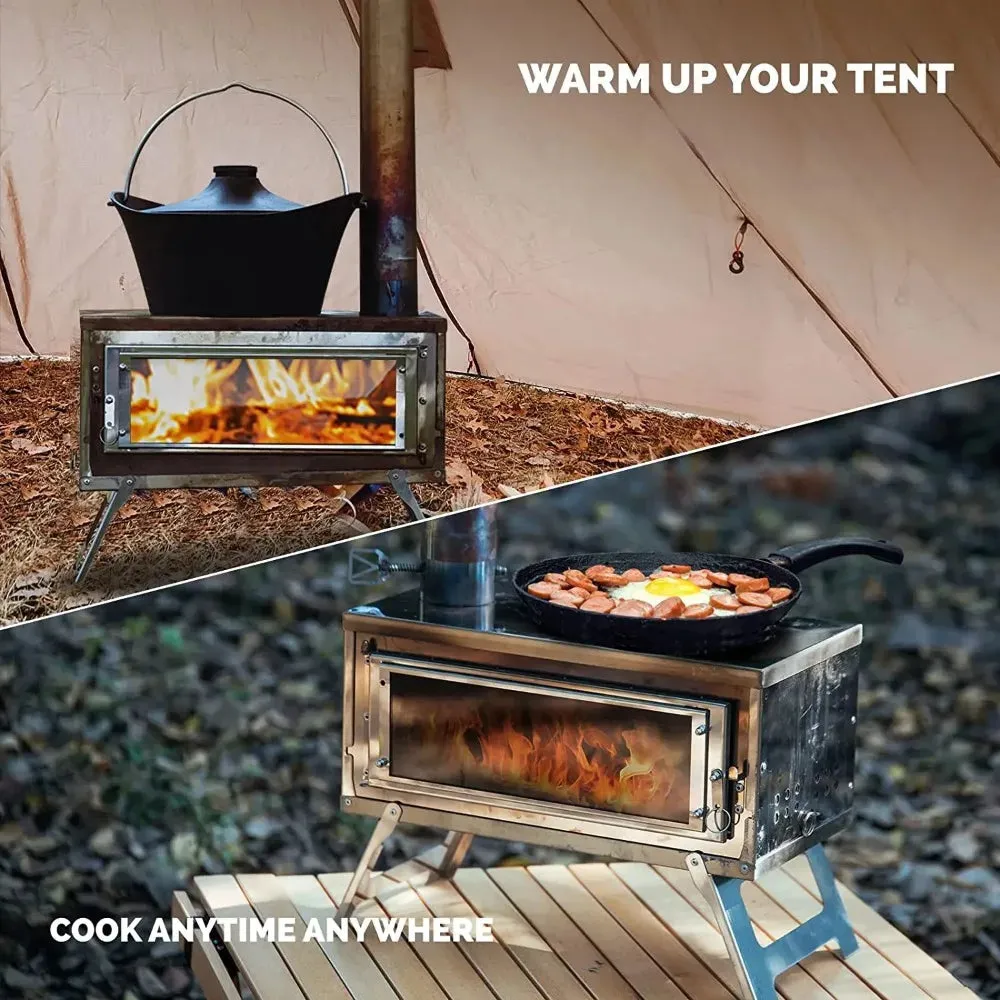 Outdoor Heater Tent Stove Portable Quick Assable Heater Wood Burning Stove Heating Furance for Camping Hiking Backpacking Tools