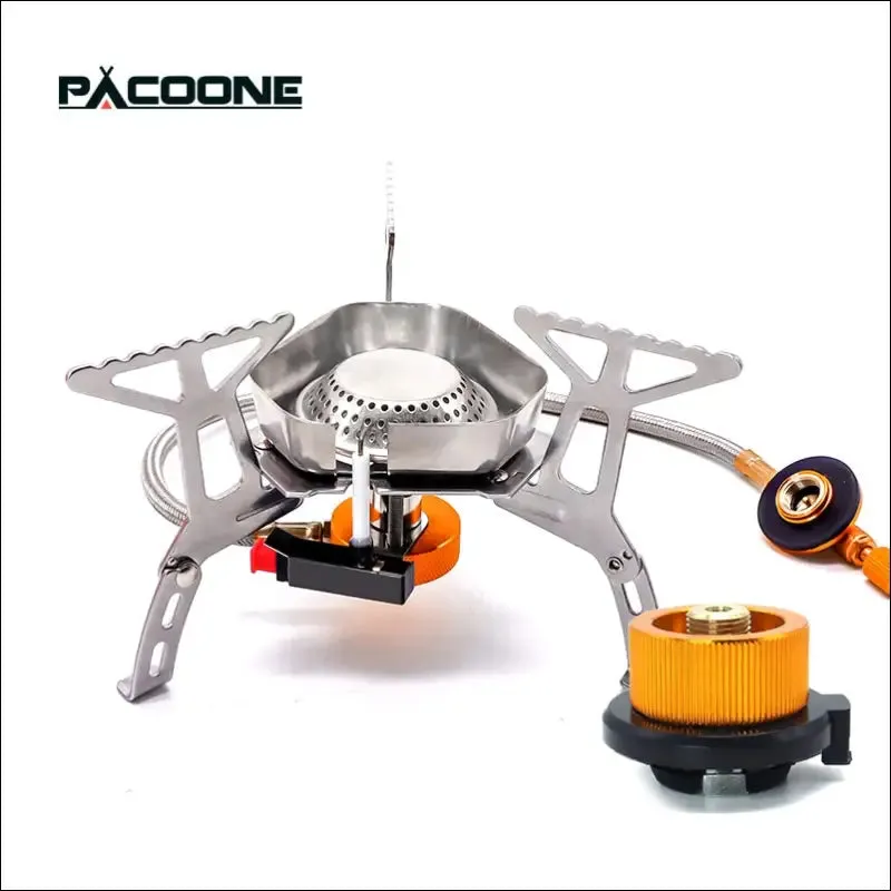 Pacoone tourist burner camping wind proof gas stove outdoor strong fire stove heater portable