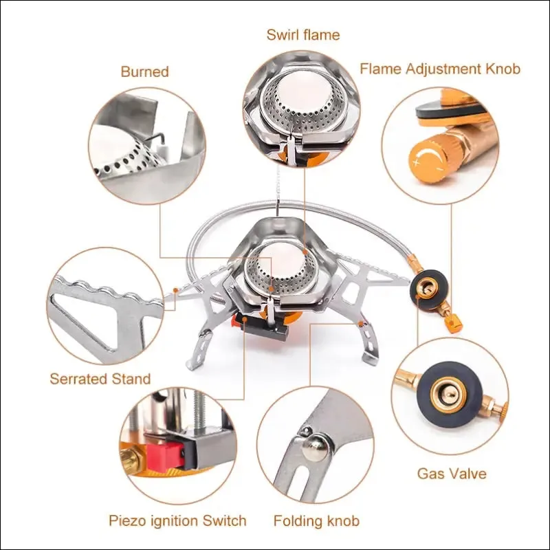Pacoone tourist burner camping wind proof gas stove outdoor strong fire stove heater portable