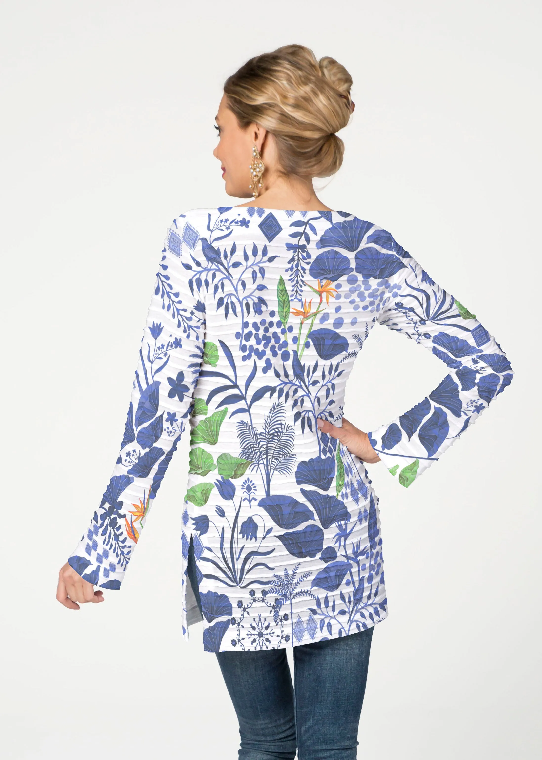 Petals (8141) ~ Banded Boatneck Tunic