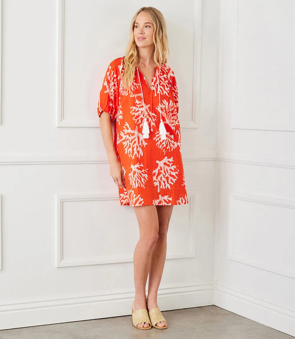 Petite Size Puff Sleeve Tassel Dress