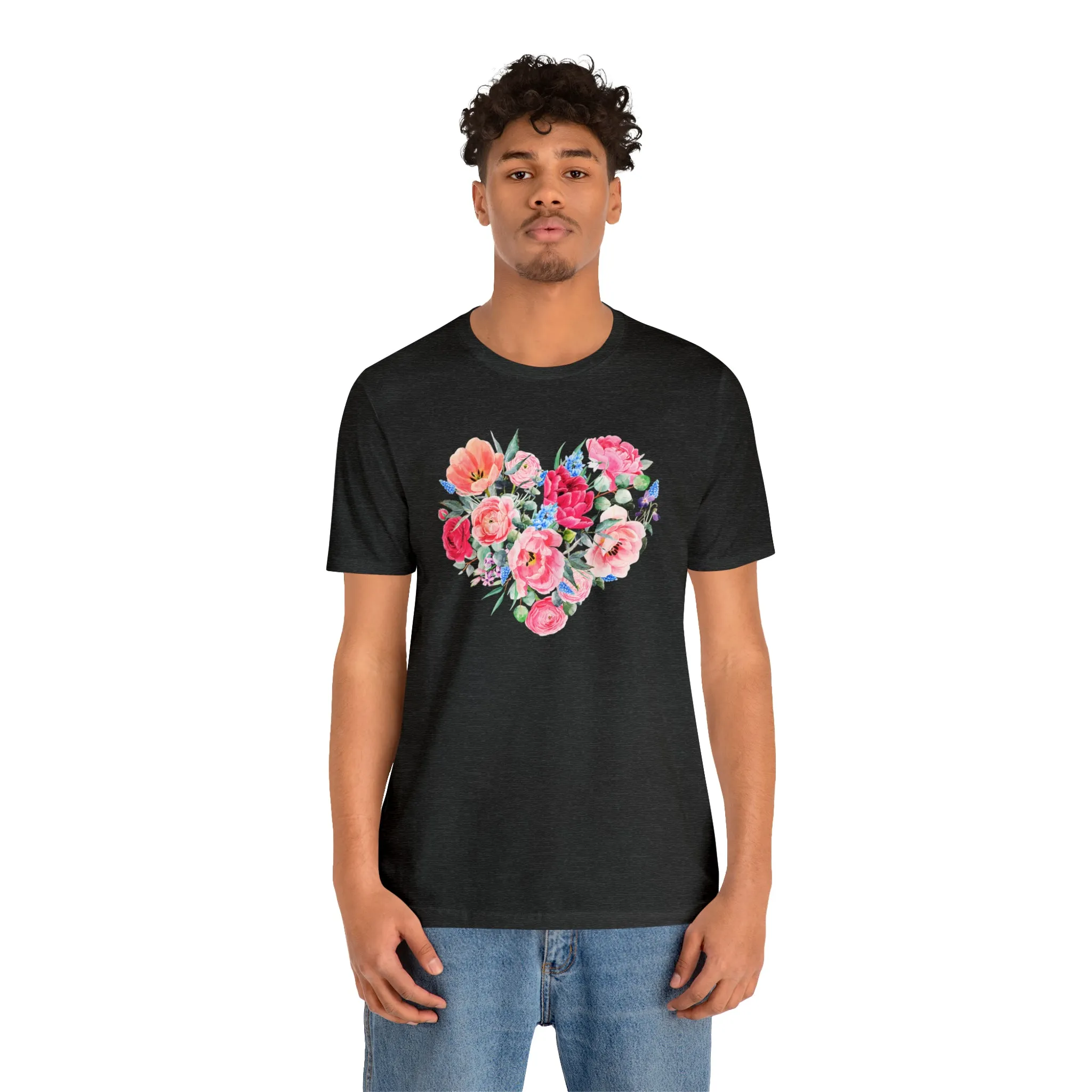 Pink and Rose Heart T-Shirt | Wonderful Mom Tee |  Bella Canvas 3001 Unisex |  Mama Short Sleeve Tshirt