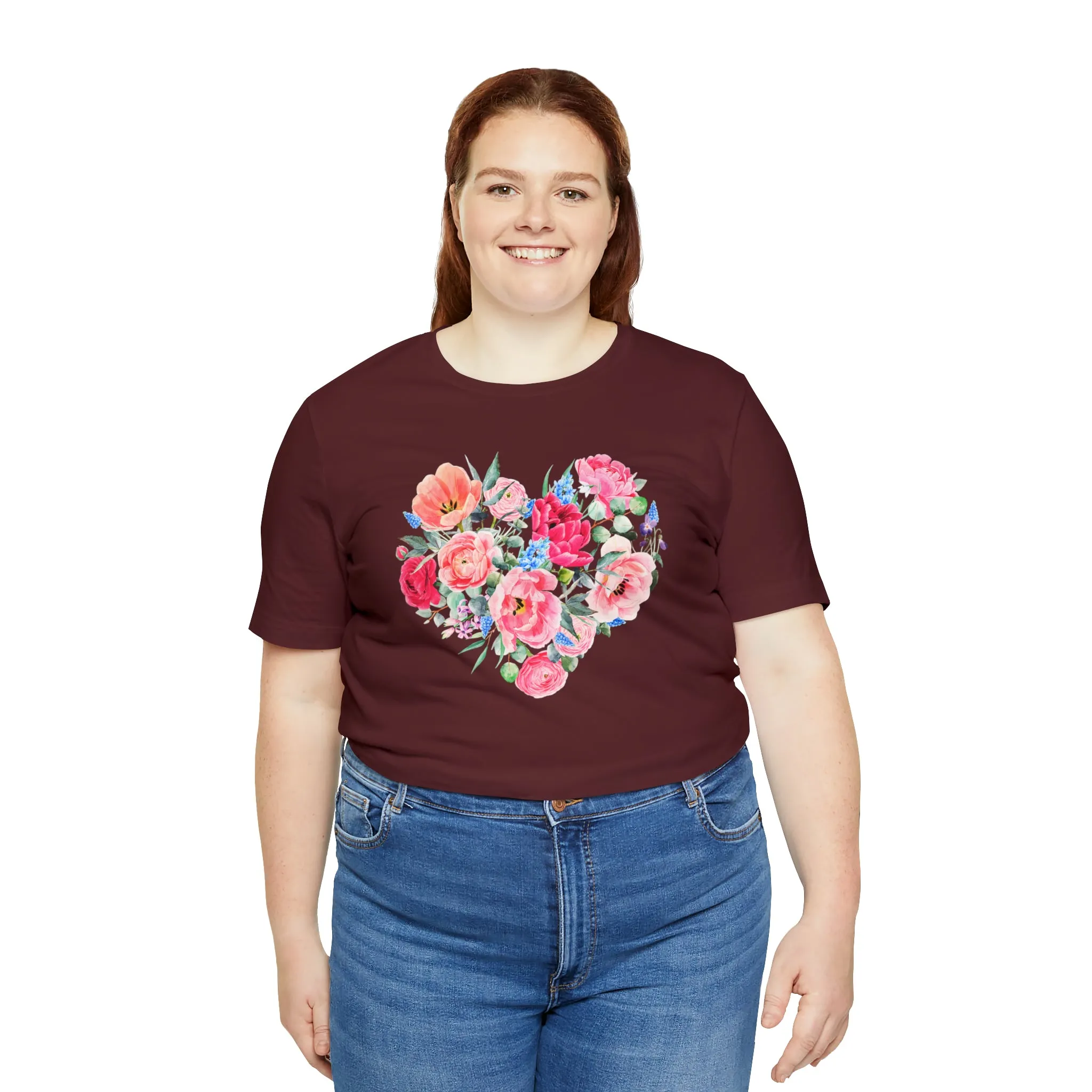 Pink and Rose Heart T-Shirt | Wonderful Mom Tee |  Bella Canvas 3001 Unisex |  Mama Short Sleeve Tshirt