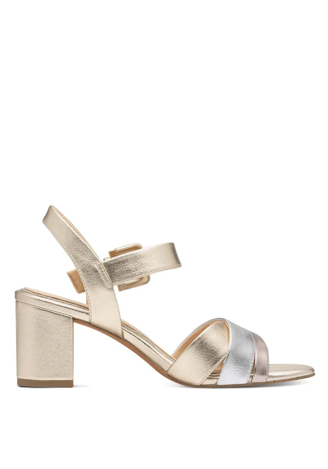 Print Glam Heel Sandal - Gold