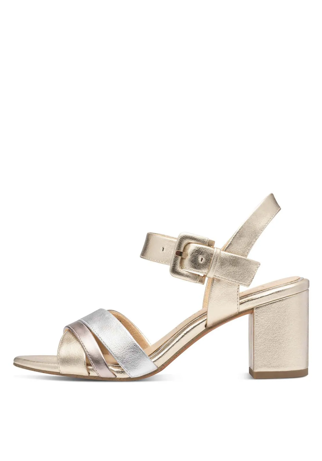 Print Glam Heel Sandal - Gold
