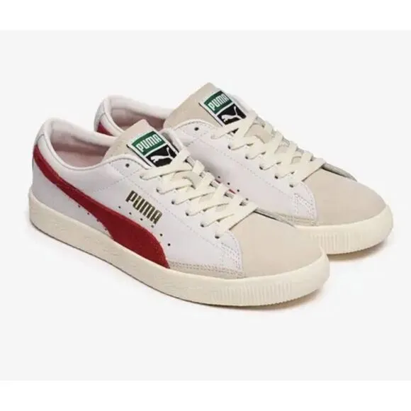 Puma Basket VTG Men Casual Retro Skate Bball Shoe White Red Athletic Sneaker NEW