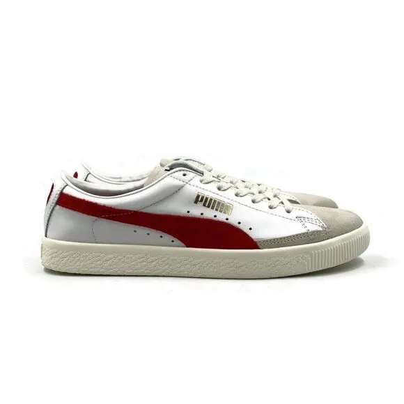 Puma Basket VTG Men Casual Retro Skate Bball Shoe White Red Athletic Sneaker NEW