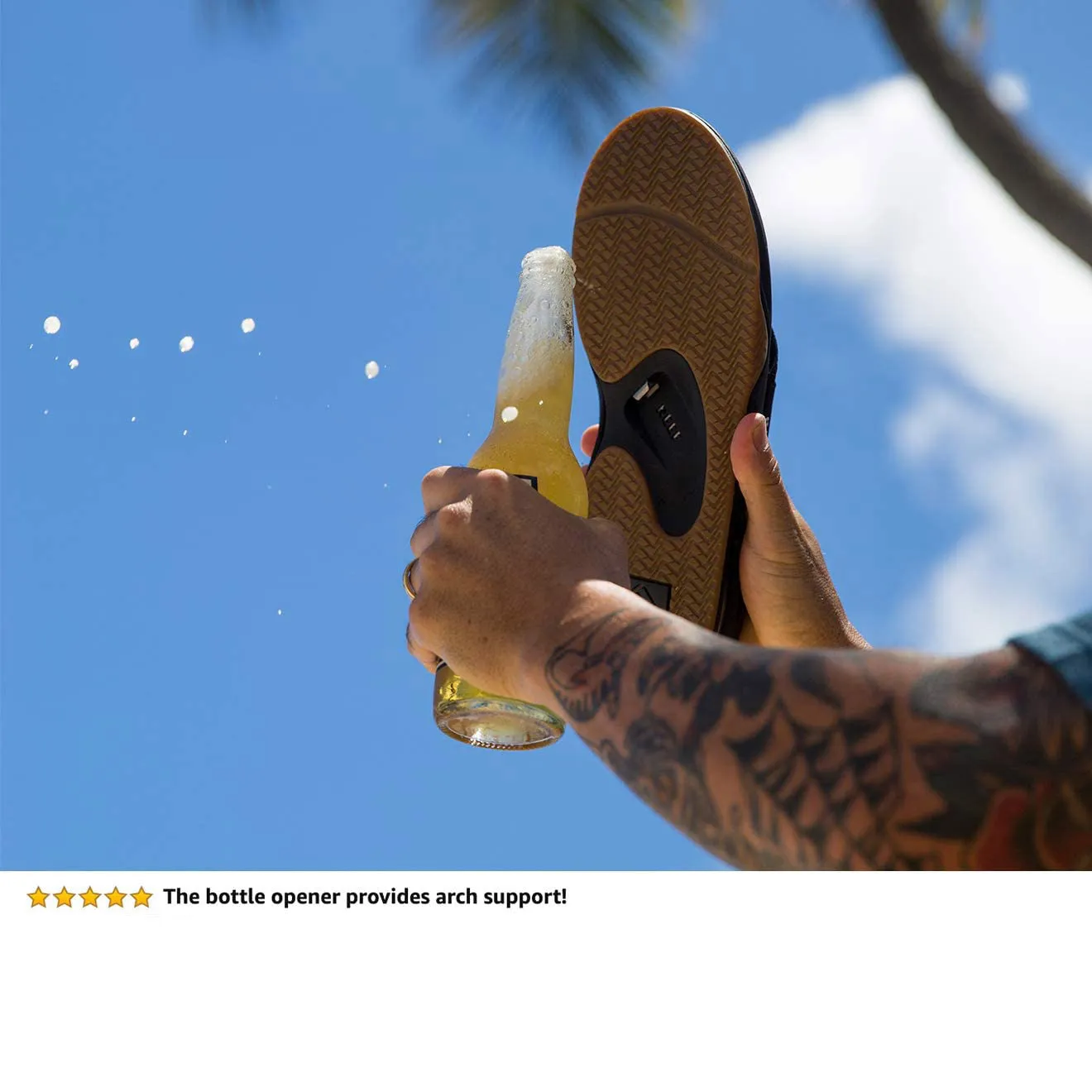 REEF FANNING Mens Flip Flop Bottle Opener Sandals Black