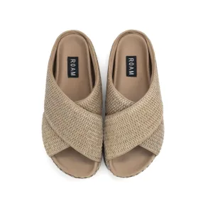 roam: cross stack raffia sandals-natural hi