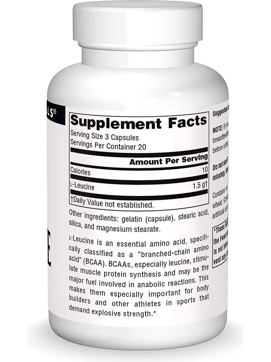 Source Naturals, L-Leucine 500 mg, 60 capsules
