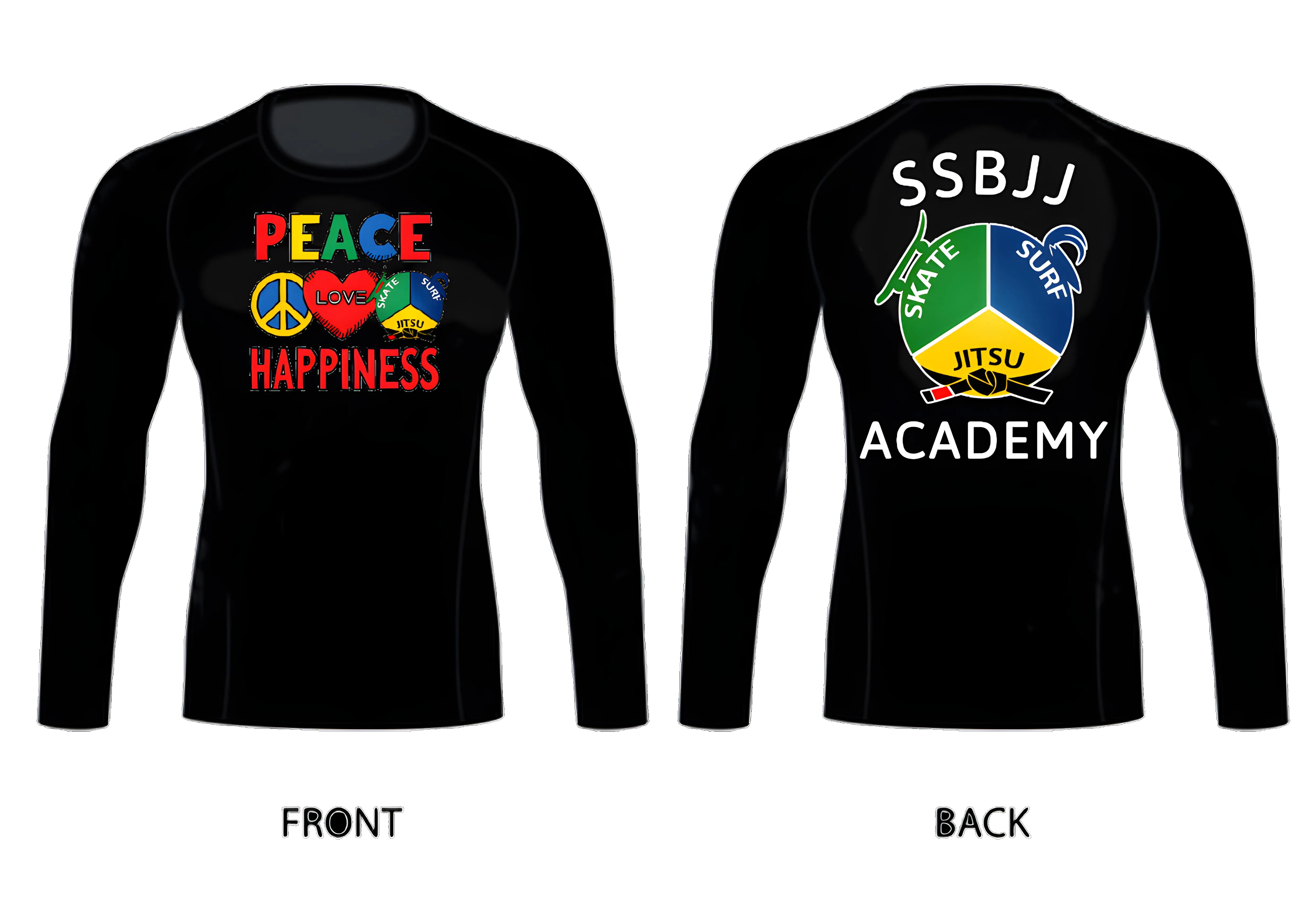 SSBJJ "Peace, Love, Happiness" Rash Guard PRE-ORDER