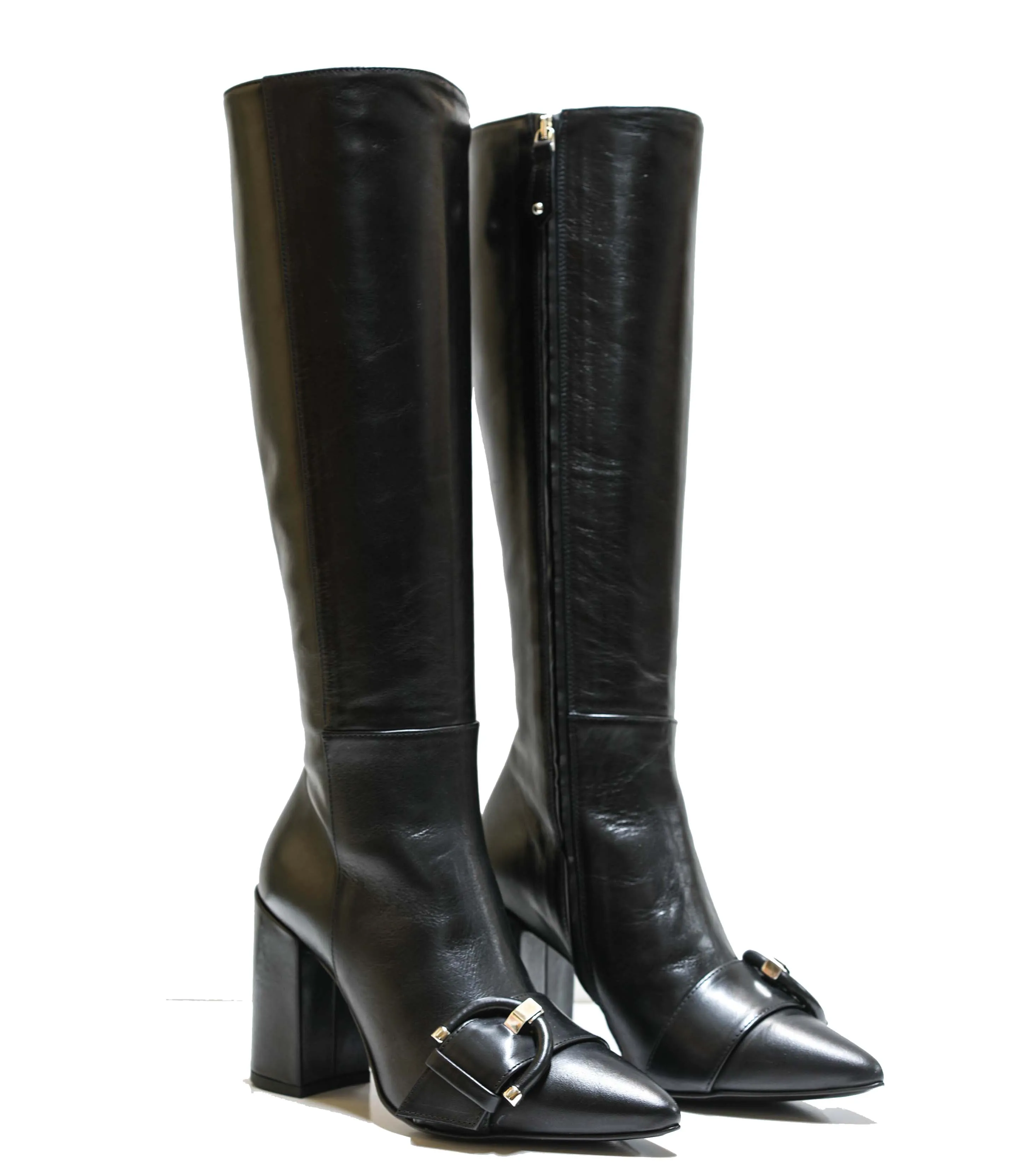 Stefano Stefani Women's Leather Black Buckle Long Boot 7745 40% off