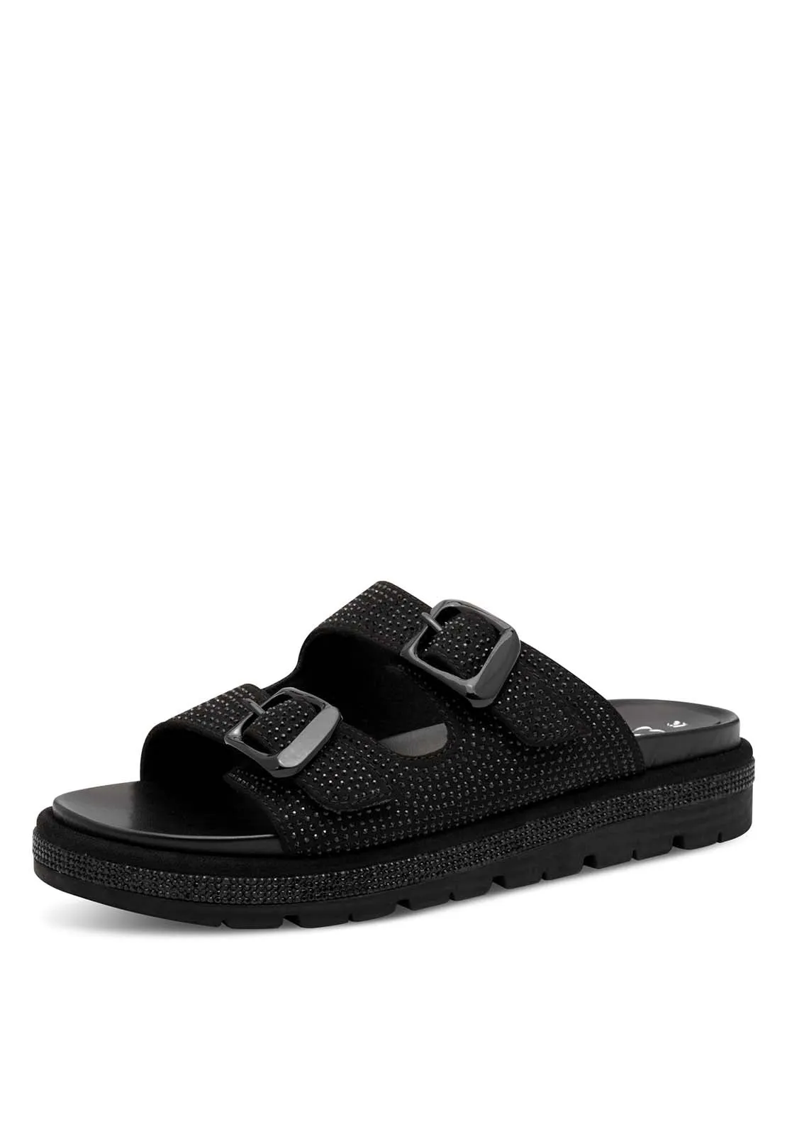 Strap Diamante Sandal - Black