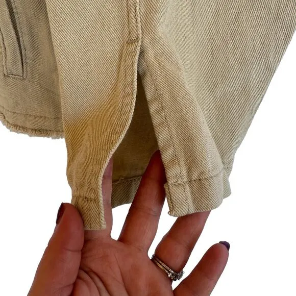 Suzanne Betro Denim Jacket Women Plus SZ 4X Khaki Chambray Beige Classic Frayed