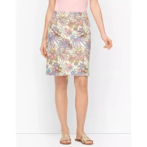 Talbots Canvas A-Line Skirt Womens 8 Pastel Tropical Floral Summer Vacation Chic