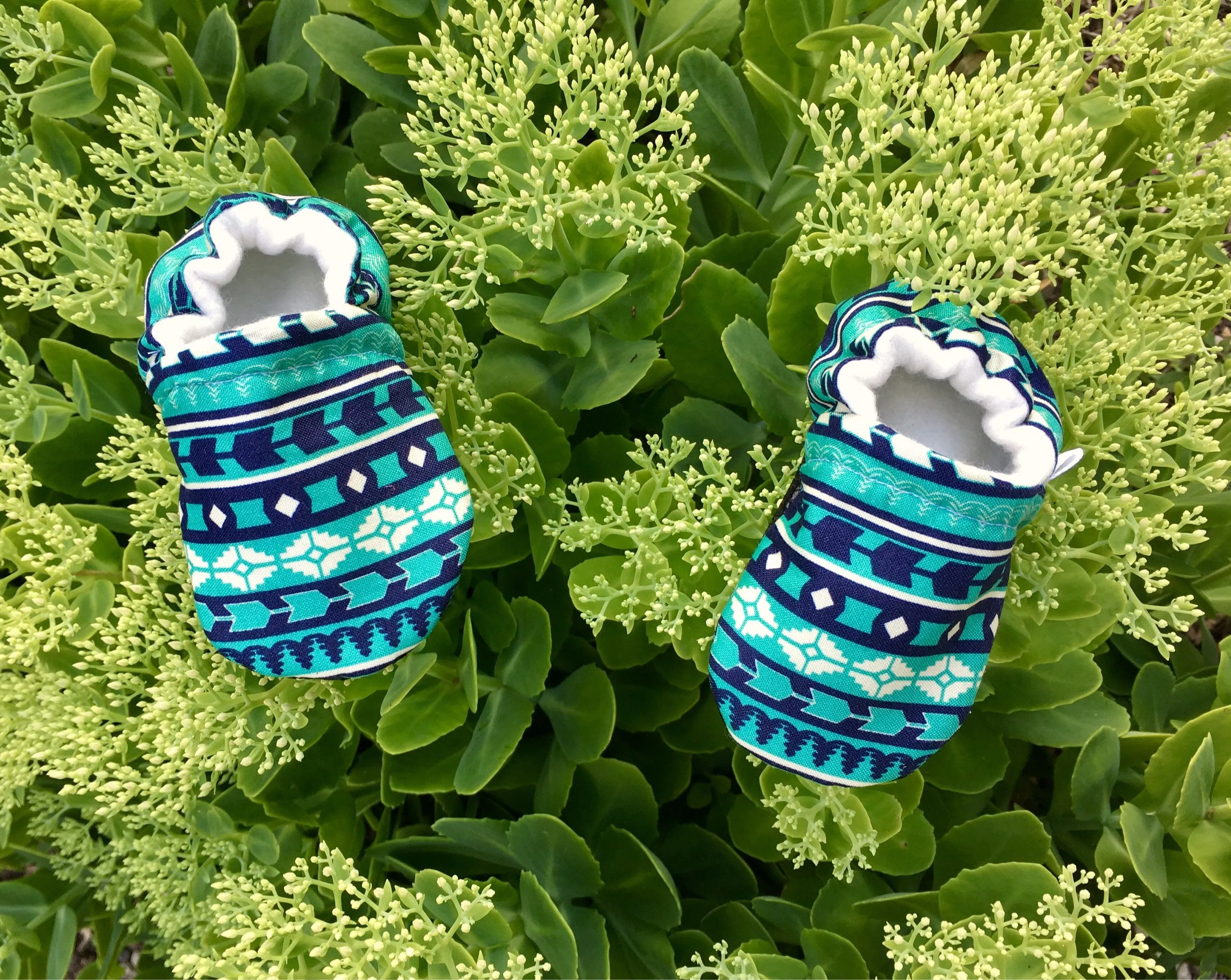 Teal Aztec Moccasins