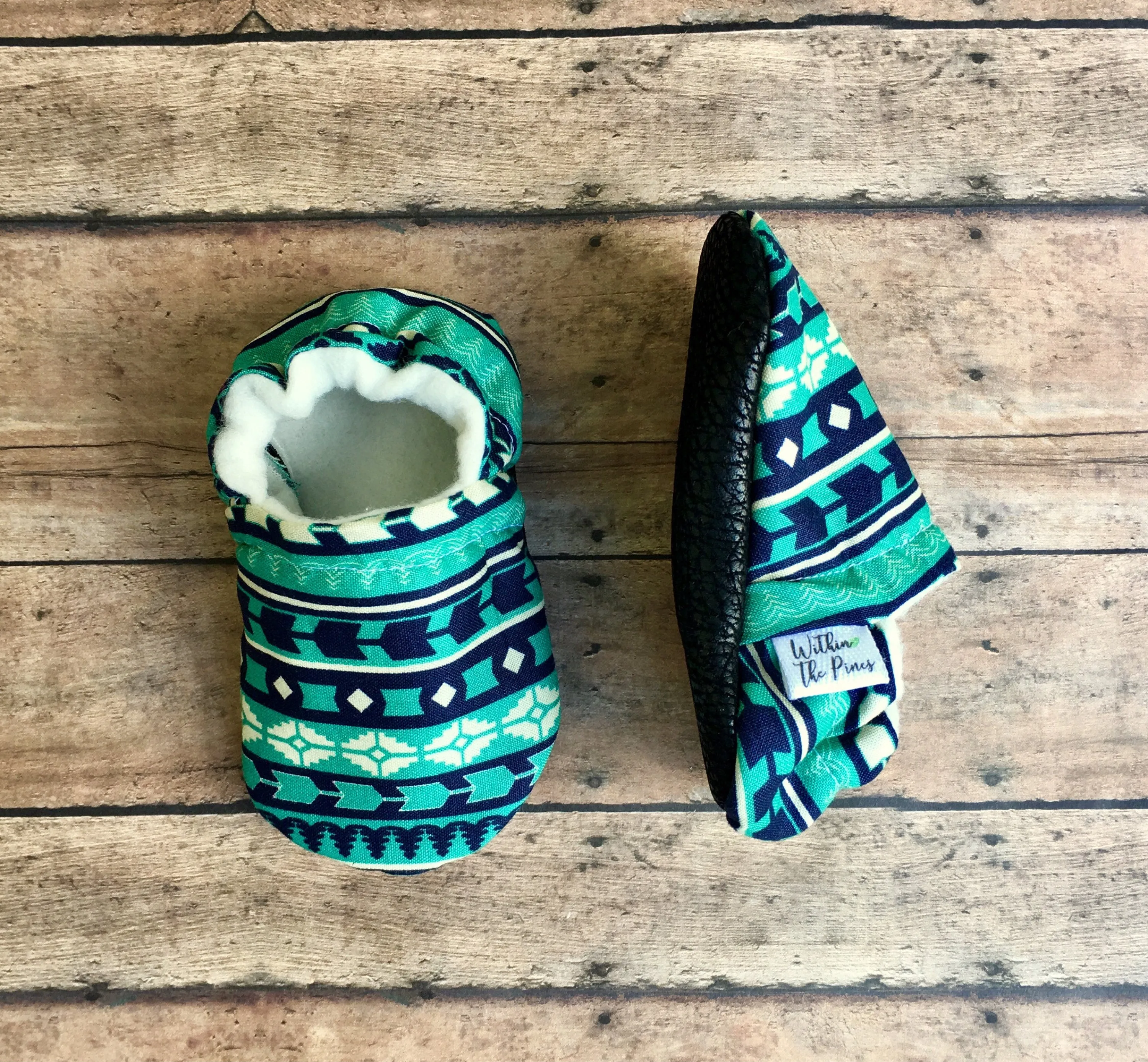 Teal Aztec Moccasins
