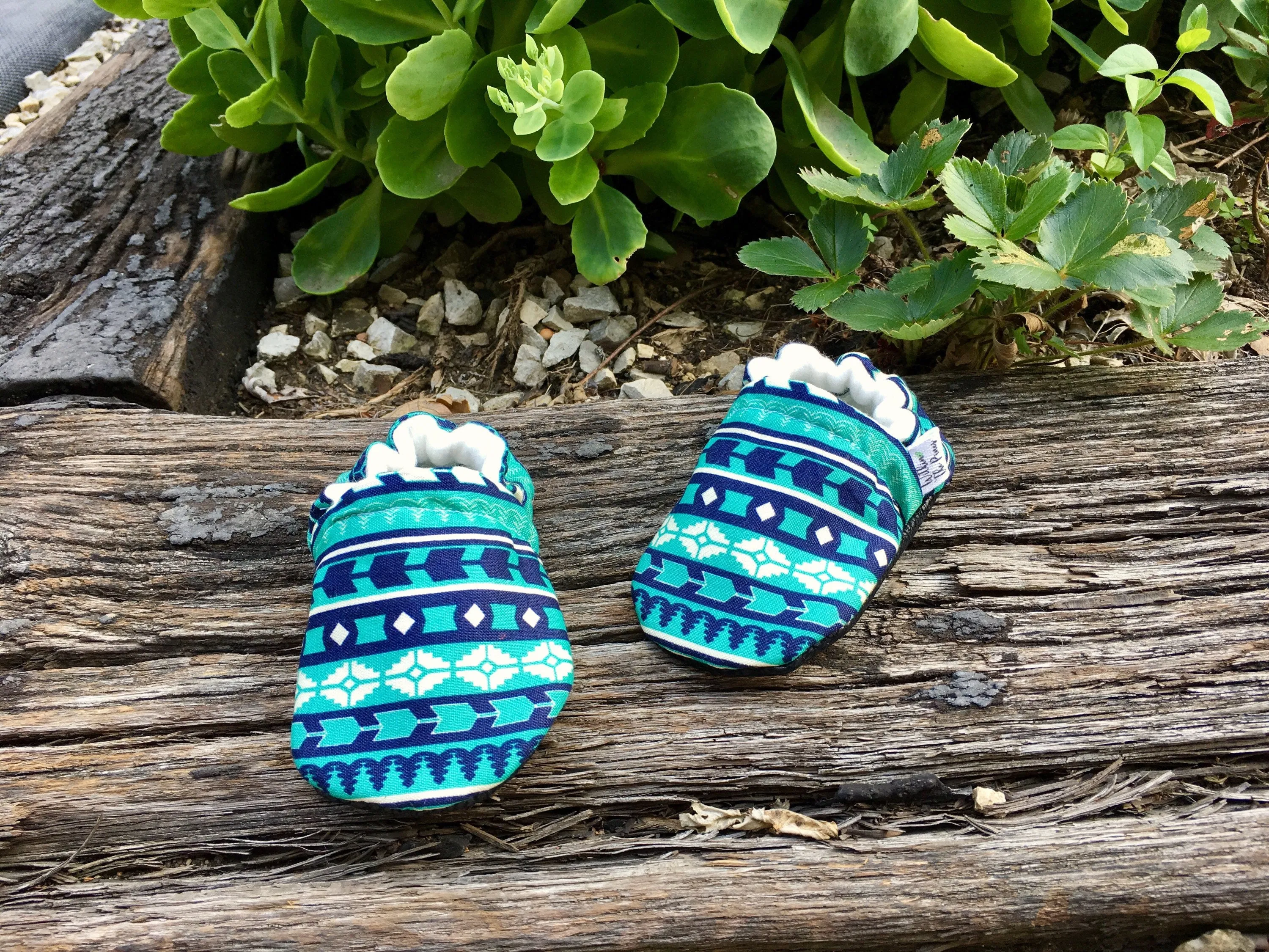 Teal Aztec Moccasins