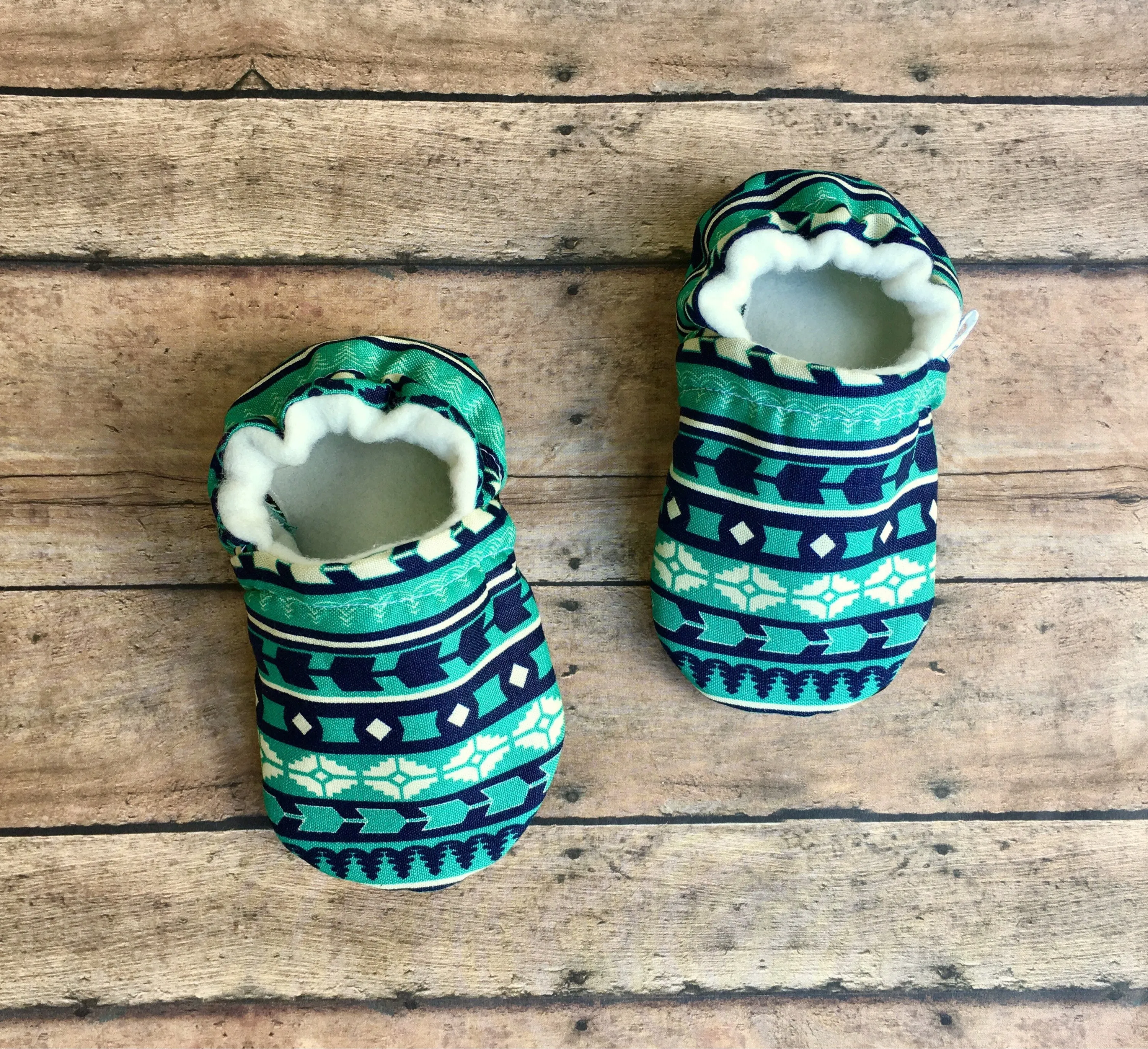 Teal Aztec Moccasins