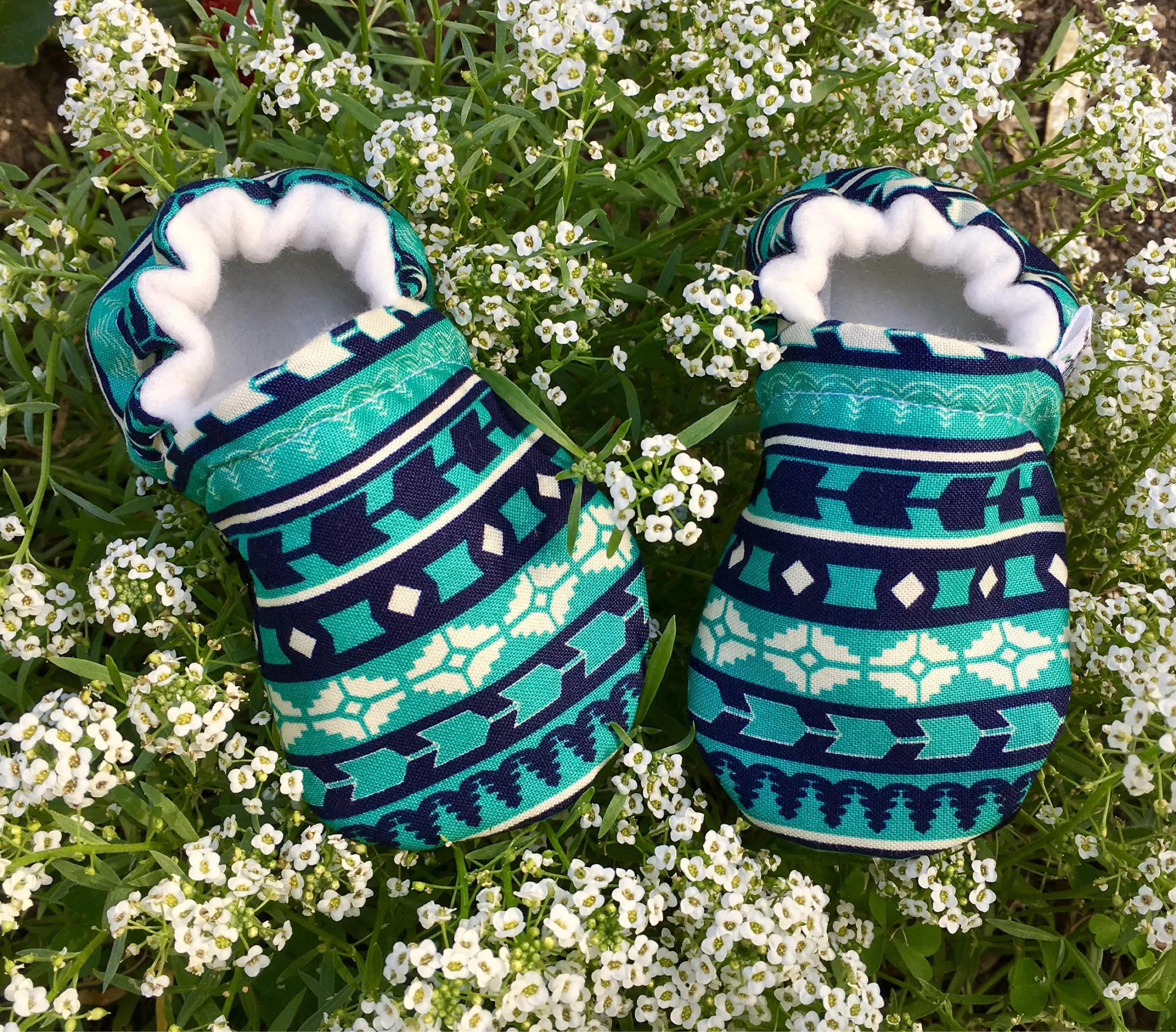 Teal Aztec Moccasins