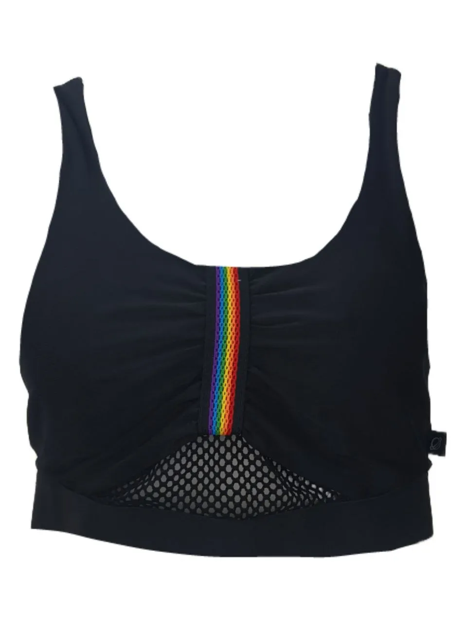 TEREZ Women's Black Rainbow Sports Bra #23488017 Large NWT