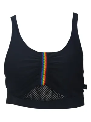 TEREZ Women's Black Rainbow Sports Bra #23488017 Large NWT