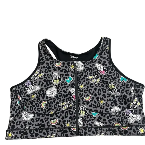 Torrid Sports Bra Disney Minnie Mouse Gray Leopard Work Out Athletic Size 5 EUC