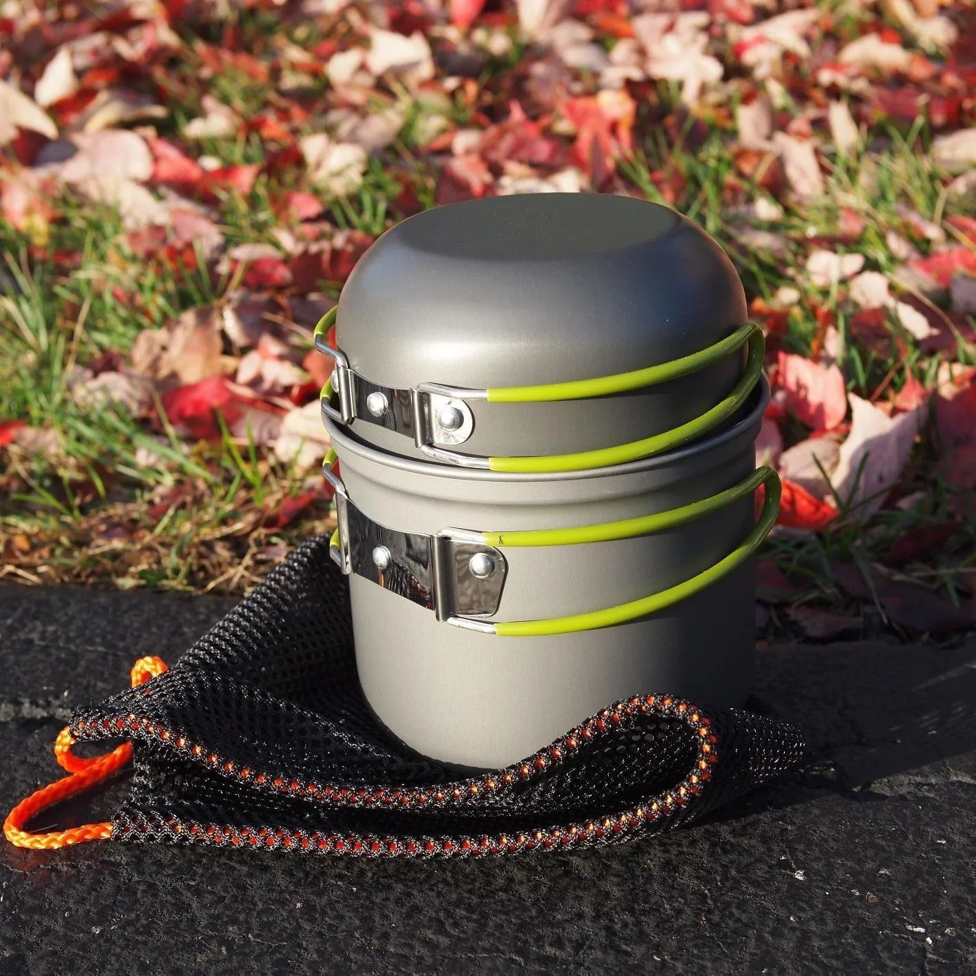 Ultralight Portable Outdoor Pot Pan & Stove Set with Piezo Ignition