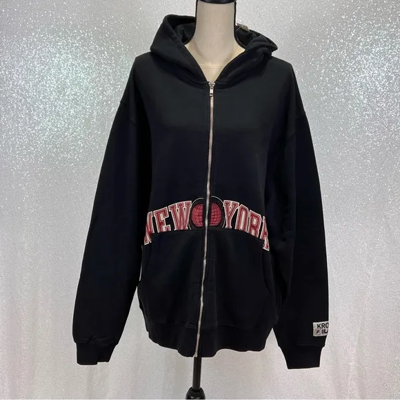UO EXECUTIVE KROST X FILA HOODIE NEW YORK SWEATSHIRT FULL ZIP COTTON NWT SIZE L