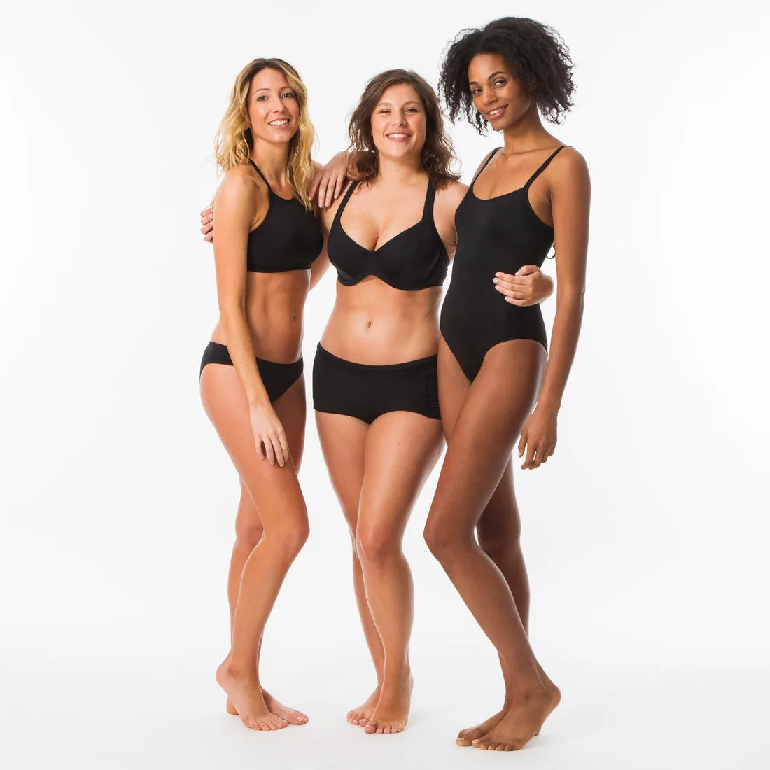 VAIANA Women's Surfing Shorty Swimsuit Bottoms WITH DRAWSTRING - BLACK