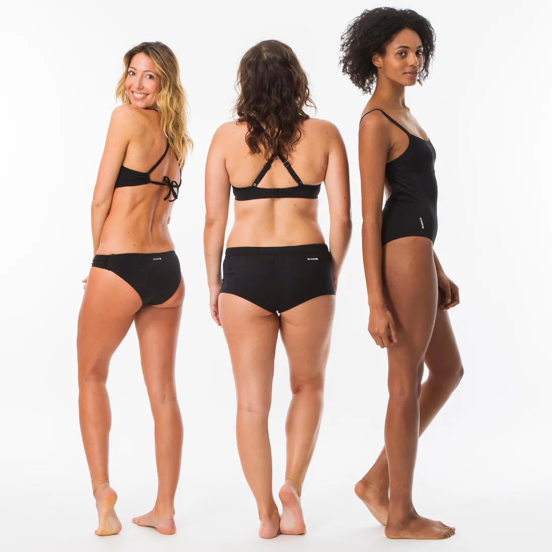 VAIANA Women's Surfing Shorty Swimsuit Bottoms WITH DRAWSTRING - BLACK