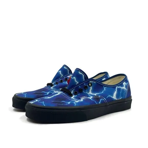 Vans Authentic Mens Casual Skate Shoe Black Blue Athletic Trainer Sneaker Unisex