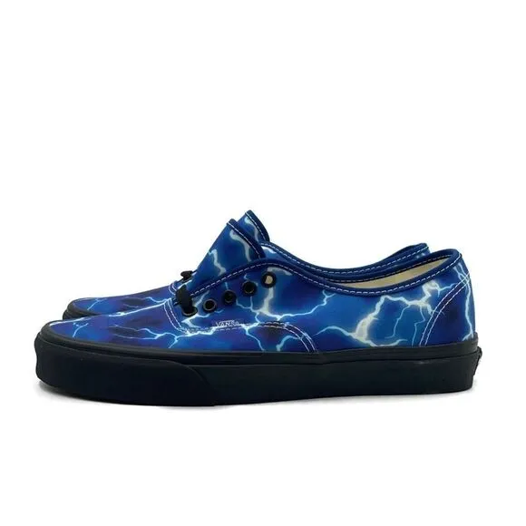 Vans Authentic Mens Casual Skate Shoe Black Blue Athletic Trainer Sneaker Unisex