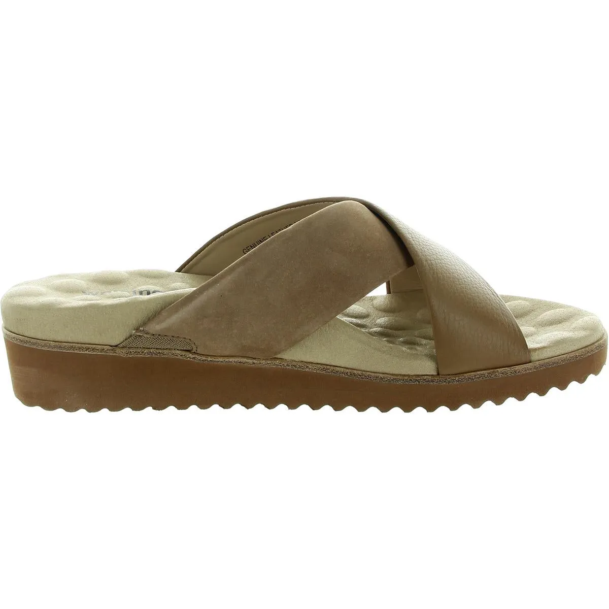 Walking Cradles Womens Padded Insole Leather Slide Sandals