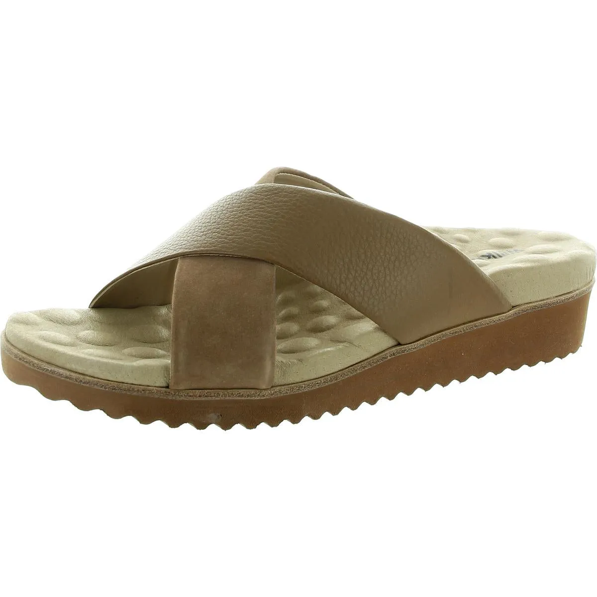 Walking Cradles Womens Padded Insole Leather Slide Sandals