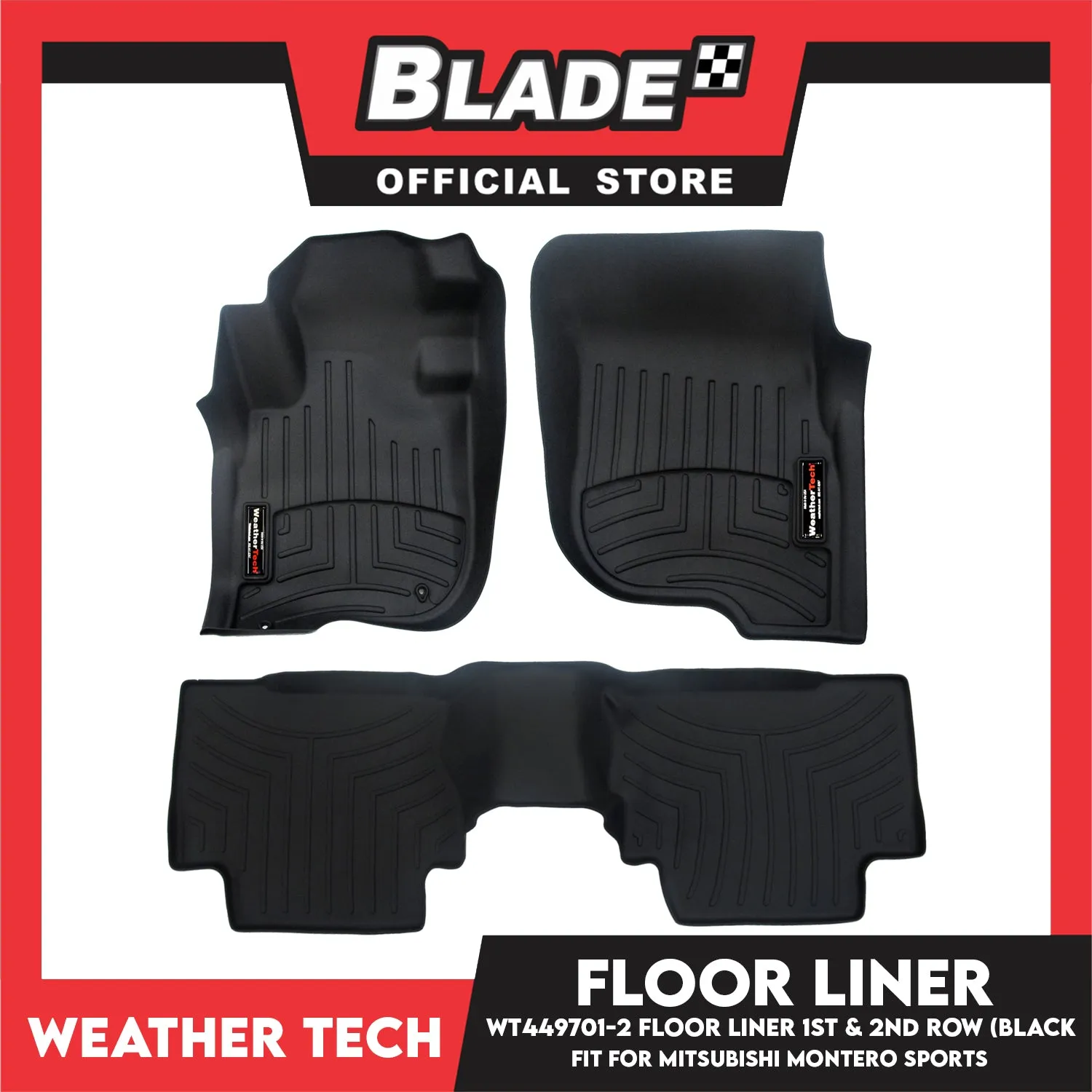 WeatherTech Floor Liner WT449701-2 1st & 2nd Row (Black) Fit for Mitsubishi Montero Sports